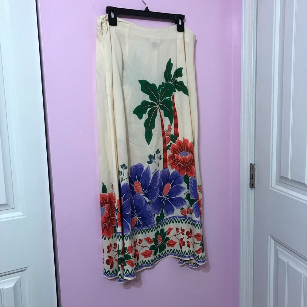 FARM Rio Aracati Midi Slip Skirt with a Tropical Palm Print Size Large - Picture 6 of 8